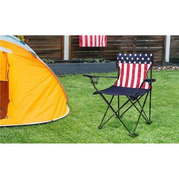 Camping Chair Camping Chair with Cupholder with Cupholder American Flag Blue - Picture 5 of 5